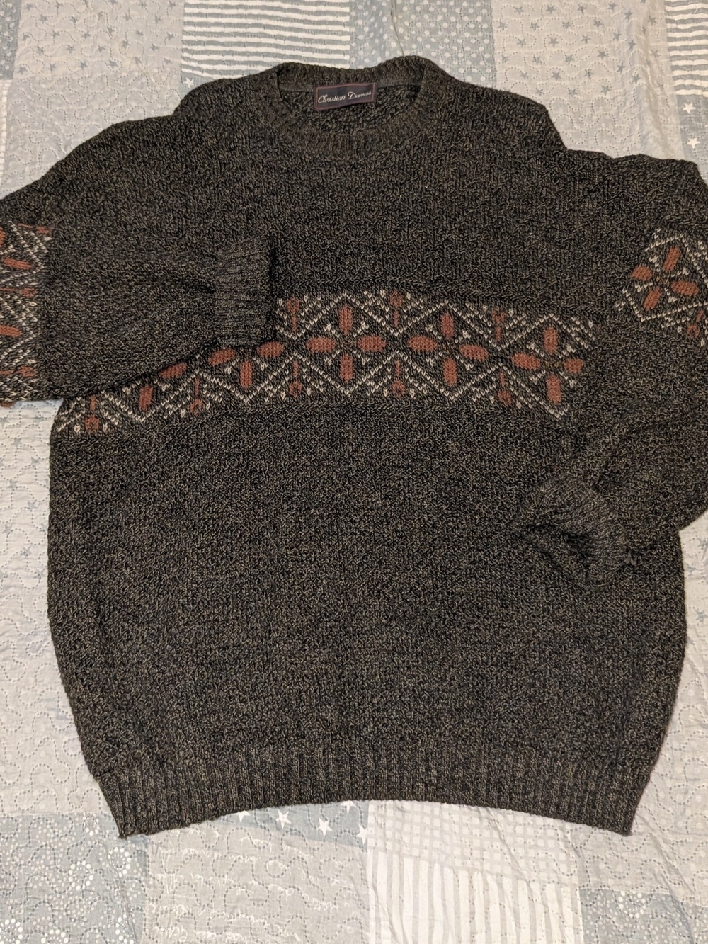 90s Vintage Grandpa Sweater," "Grunge," "Fair Isle Knit," and "Earth Tones."
